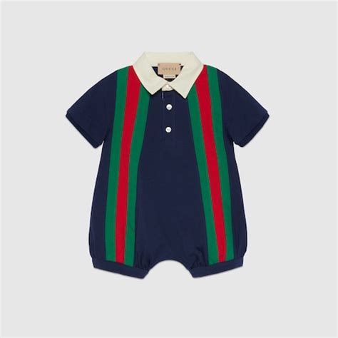 Gucci Bavaglino neonato in cotone con nastro Web